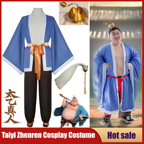 New Movie Nezha's Demon Boy Cosplay Costumes Nezha 2 Taiyi Zhenren Carnival Props Adult Kids Robe Tr