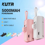 Clearance 5000mAh Mini Powerbank portable For iP Android Power bank With Cable 2in1 Type-C Fast Charging Mobile Battery
