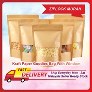 50pcs Ziplock Murah/ Brown Kraft Paper Zipper Bag / Zip Lock Bag / Ziplock Stand Up Bag / Kraft Pape