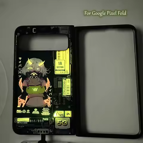 For Google Pixel Fold LED Case Silicone Glass Full Protect Luminous Shell Pixel Fold 5G Flash Phone 