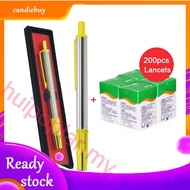 1 pcs pen + 200pcs needles Stainless Steel Pen for Twist Off blood Lancet, Cupping Therapy,Glucose T