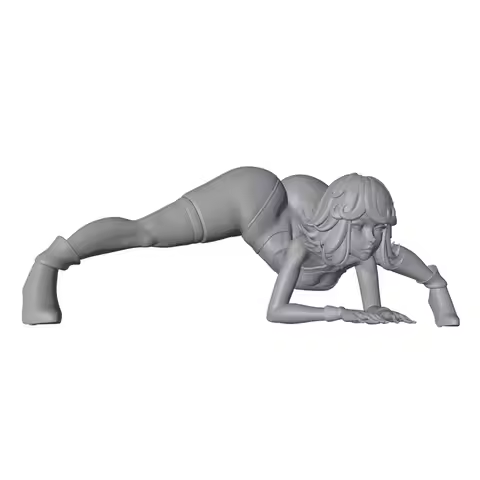 1/24/12/6 Curly Hair Girl Sports Girl Yoga Plank, Cute Girl Resin Model Kit GK Mini 3D Printed Gray 