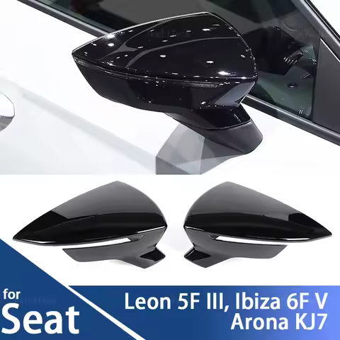 Gloss Black Mirror Cap for Seat Leon Lion 5F III Ibiza 6F V KJ1 Arona KJ7 Carbon LookCar Side Rearvi