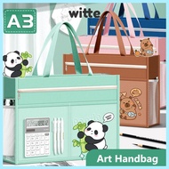 WITTE A3 Tutorial Bag, Canvas A3 Canvas Art Bag,  Plus Size Zipper Design Waterproof File Bag School