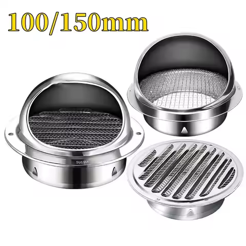 100/150mm Stainless Steel Exhaust Hood Wall Exhaust Cover Exhaust Port Bathroom Extractor Outlet Gri