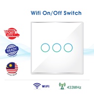 ✅Ready Stock📢 Smart Switch / Wifi Wall Switch /  3 Gang On/Off Switch - White Colour