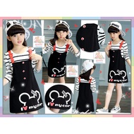 BST 12yr old Big Girl Dress Mickey Head Jumper Dress Long Sleeve Girlset 2pcs (BLACK) [GIRLSET_SPRIN