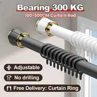 100-500cm Stainless steel Punch-Free Curtain/Telescopic tension Rod Adjustable Curtain Rod Drying ra