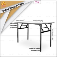 3V 2' x 4' Folding Banquet Table / Foldable Banquet Table with Melamine Laminated Chipboard Table Top