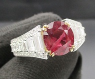 แหวน ทับทิม สยาม สีเลือดนก 3.62 ct (Pigean blood) ฝังเพชร 106/2.40 ct ทอง18K พร้อม Cert. นน....