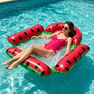 Inflatable Water Lounge Chair Summer Floating Raft , Fruits Mesh Striped Lounge Chair, Floating Bed 