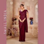{**ส่งฟรี**} SMALL INDIA 🥻 Ready To Wear Sequence Saree ชุดสาหรี 🥻 Women Silk Saree