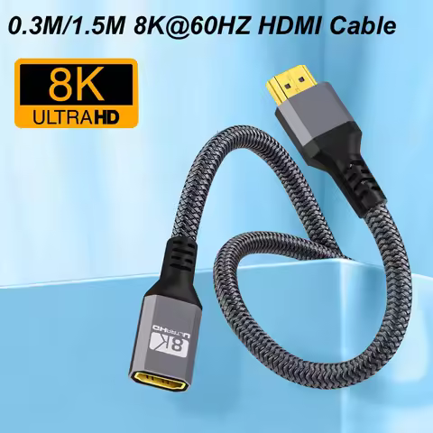 0.3m/1.5m HDMI Extension Cable Male to Fmale 8K@60HZ 4K@120HZ 1080p HDR 48Gbps QFT V2.1 for HDTV Pro