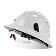 Ready stock ใหม่ หมวกกันน็อคนิรภัย คาร์บอนไฟเบอร์ พร้อมแว่นตา CE ป้องกันการชนกัน ไซต์ก่อสร้าง หมวกแข็ง GJYV agh