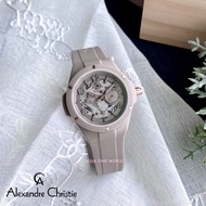 [Original] Alexandre Christie 2A02 BFRRGGR Multifunction Women Watch with Grey Silicone Strap