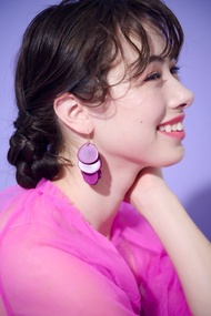 14kgf 米白色 x 黃色 象牙果耳環 / 耳夾