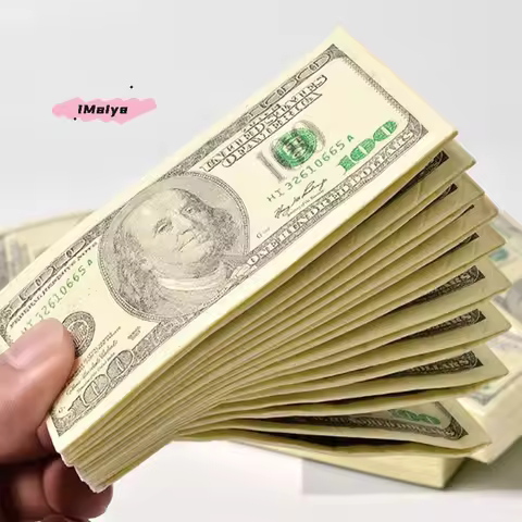 M-9Pcs/Set Funny Dollar Pattern Tissue Paper Disposable Towel Pure Wood Portable Money Napkin Handke