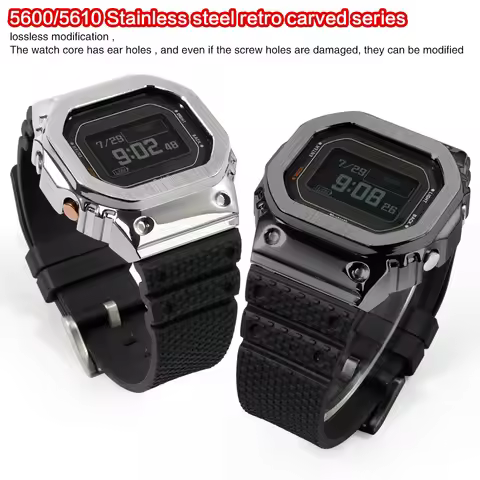 DW-H5600 Mod Kit Stainless Steel Case FKM Rubber Strap Compatible with DWH5600 Watch Part Replacemen