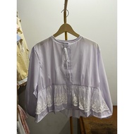 KATUN T-shirt | Amelia Blouse | H31 | Premium Cotton Flare Lace Ribbon Long Sleeve Blouse