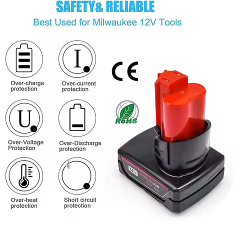 For M12 12V Milwaukee Rechargeable Battery 3Ah/5Ah/6Ah XC Cordless Tools 48-11-2402 48-11-2411 Batte