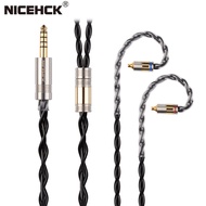 NiceHCK BlackCat สังกะสีอัลลอยน้ำมันแช่ลวดสายไฟแบบอัพเกรดเองท่อหู-เบ็ดสายหูฟังโทรศัพท์1.25เมตร3.5/2.