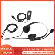 1buycart RJ9 Telephone Headset Noise Reduction Corded Business Headphone Binaural With Mic And USB Sound Card For Call Center