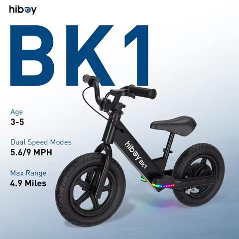 Hiboy BK1 Kids Electric Balance Bike 12 Inch, 5.6/9mph Speed, Adjustable Seat, 4.9 Miles Range for A