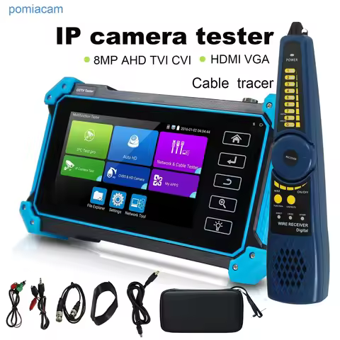 CCTV Tester Monitor IPC Camera Tester PoE 8MP AHD TVI CVI SDI Cable Tracer RJ45 Cable TDR Test Rapid