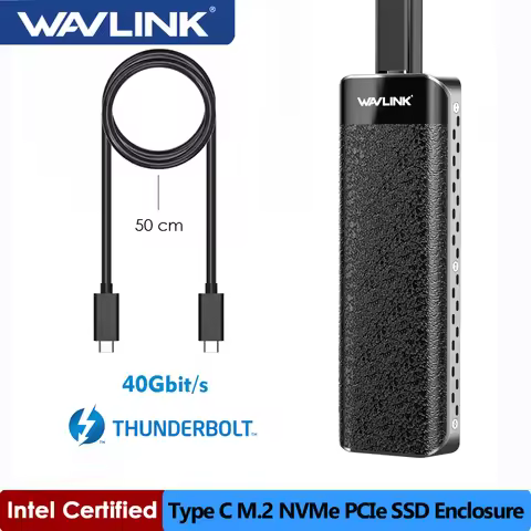 WAVLINK Thunderbolt 3 M.2 Enclosure for PCIe NVMe SSD 40Gbps Type-C to M Key/B+M Key 2280 Aluminum E