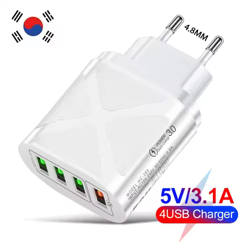 5V/3.1A USB Fast Charger Korean Plug Phone Charger Power Adapter For iPhone Samsung Xiaomi Huawei Qu