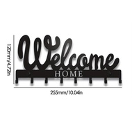 1pc Black Metal Keys Holder for Wall Mounted WELCOME Design Key Rack Key Hanger with 8 Hooks