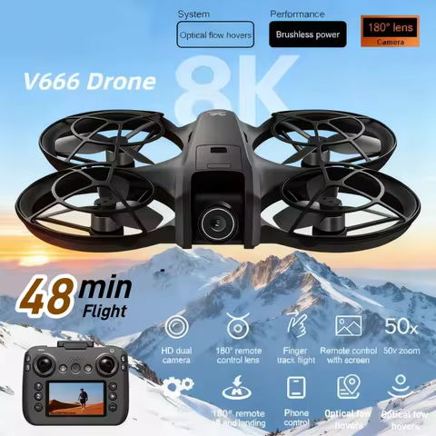 V666 MINI Drone 8K Professional WIFI 5G Drone Obstacle Avoidance Brushless Altitude Headless Mode RC