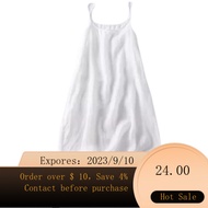 NEW Slip Dress Leak-Picking White All-Match Dress Bottoming Mid-Length Underwear Spaghetti-Strap Slip Slip Dress 9DYU