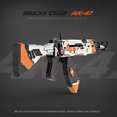 Creative Military CSGO Series AK47 Building Blocks Gun Continuous Shoot Rubber Band Bullet MOC Assem