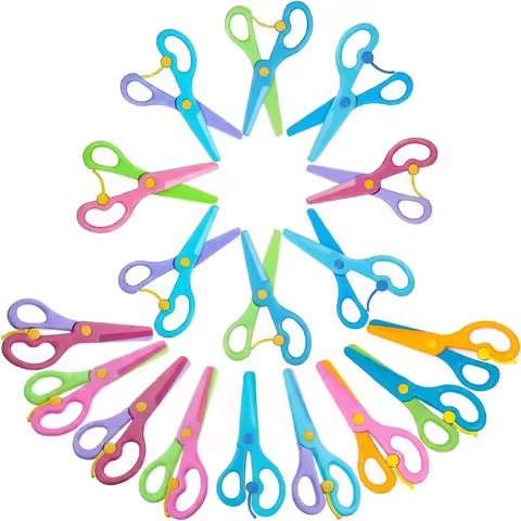 Kids Blunt Tip Auto Spring Safety Scissors Toddler Preschool Art Craft Training Scissors for Paper P