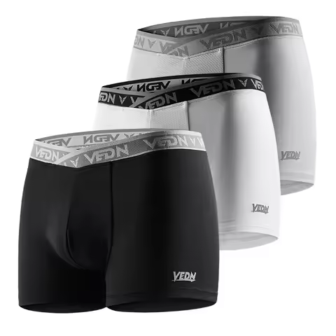 3 Pack Sport Performance Boxer Brief Underwear for Men Spandex Quick Dry Athletic Undergarment