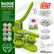 Button Badge Machine | Maika Swivel Green | 7 in 1 Package Deal | 44mm/ 58mm Mould Selection | Facto