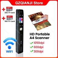 Wifi Wireless Mini Portable A4 Document Scanner Images JPG PDF Format with TF Card 16G 32G 1050 dpi 