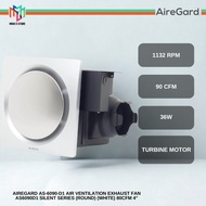 AireGard AS-6090-D1/AS6090-D2 Air Ventilation Exhaust Fan AS6090D1 Silent Series (Round) (White) 80C