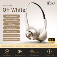 IKF หูฟังบลูทูธไร้สายแบบ R1-POPหูฟังไร้สายแบบย้อนยุคมีโหมดการแสดงความโปร่งใสทำจากโลหะหูฟังแบบหลายจุด