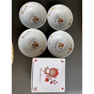 Japan surplus Joshin Rilakkuma 16 cm strawberry bowls in a box, set of 4
