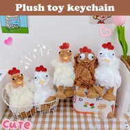 Plush Chicken Toy Keychain Squeeze And Raw Eggs Bag Pendant Creative Interesting Q6t9