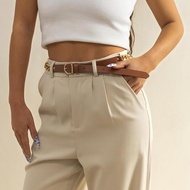 Women's Belt Chain Buckle Belt Chain Leather Women Belt Brwn