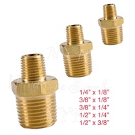Brass Nipple Reducing 1/4”x1/8” @ 3/8”x1/8” @ 3/8”x1/4” @ 1/2”x1/4” @ 1/2”x3/8” BSPT Reducer