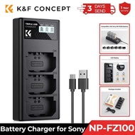 K&F Concept NP-FZ100 3-Slot with LCD Display Battery Charger for A7iii A7iv A7Rv A6700 A6600 A9 A1 F