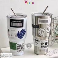 Code C79V VOOVA 9ml Stainless Steel Drinking Bottle 9ml Straw Cup Coffee Drinking Bottle StrawStainl