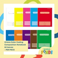 Orions Color Coding COMPOSITION Notebook W/Plastic Jacket 80lvs- Set of 1, 3, 6, 10