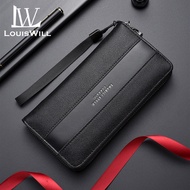 LouisWill Mens Long Wallet PU Long Wallet Multi-Functional Wallet Large Capacity Purse Multi-Card Po