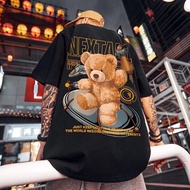 Veidoo S-5XL Men T shirt Oversize Fashion All match ClothesShort sleeve Little Bear Print Boys T-shirts Tops cotton Street Trends Hip Hop Loose Couple T-shirt Baju T shirt Lelaki