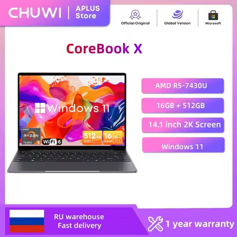 CHUWI CoreBook X Gaming Laptop 14.1 inch 2K IPS Screen AMD R5-7430U 16GB DDR4 RAM 512GB SSD Windows